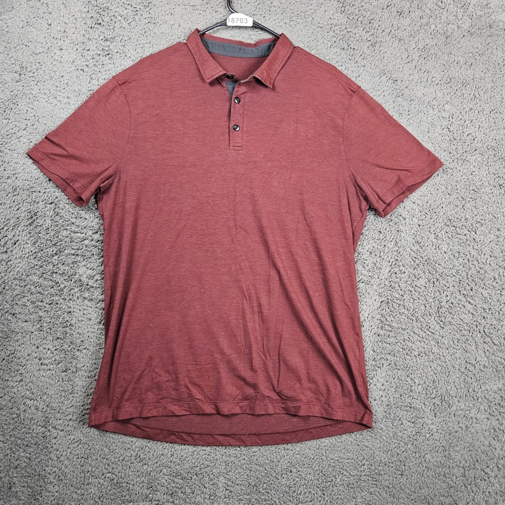 Lululemon ABC Polo Shirt Men's Large Burgundy Short Sleeve Athletic Fit